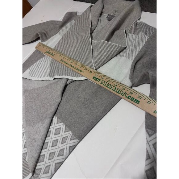 Evolution By Cyrus Sz L Grey Diamond Duster Waterfall Drape Cardigan Colorblock - Picture 6 of 9